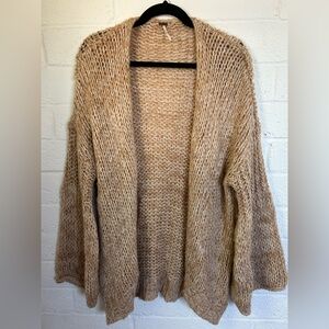 Free People Beige Open Knit Cardigan